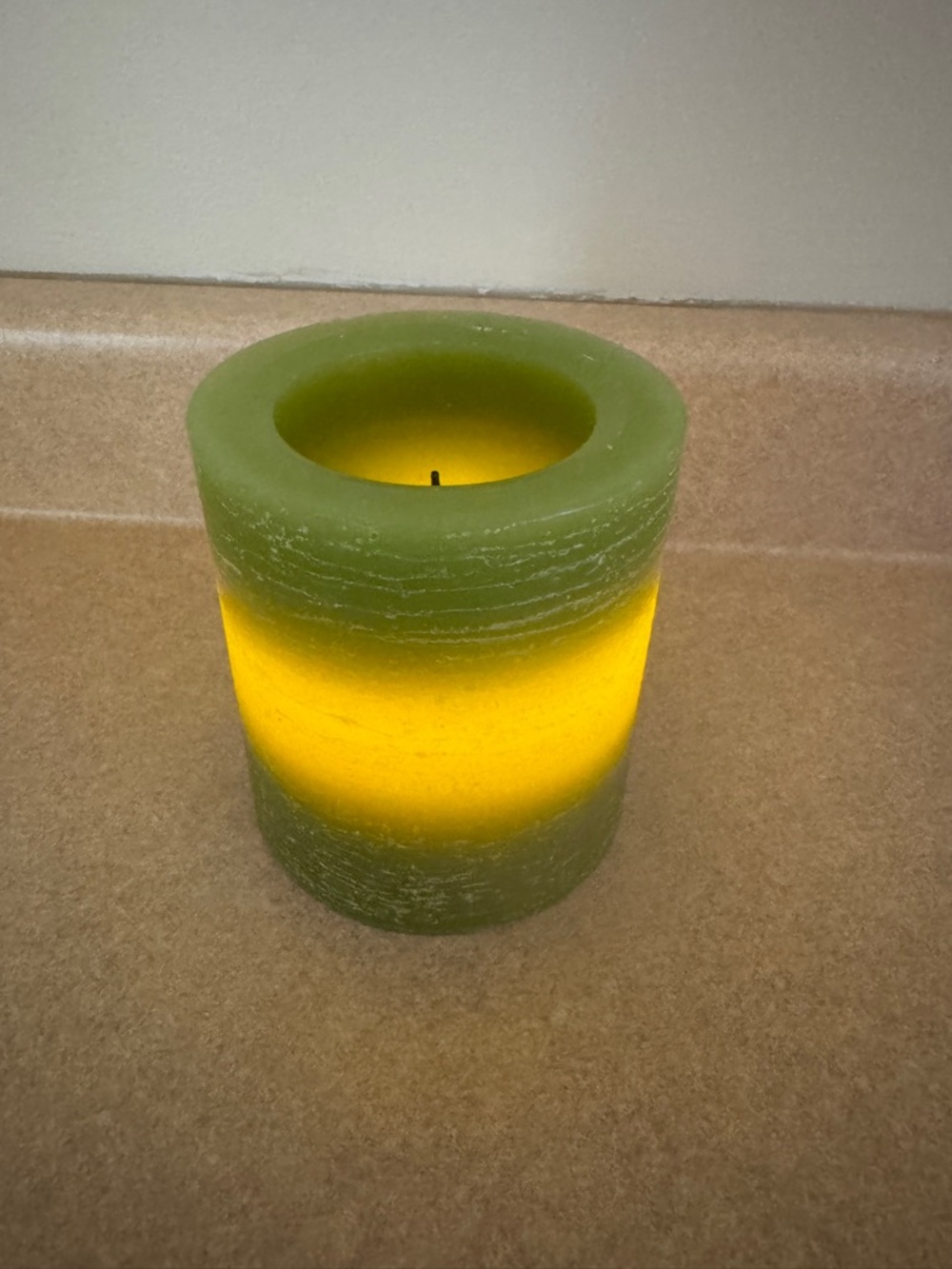 Pottery Barn Battery-operated LED flameless candle green